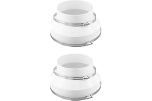 2-Pack 8 Inch to 6 Inch Duct Reducer, ABS Plastic PVC Adapter with 304 Stainless Steel Hose Clamps for HVAC Bathroom Exhaust 