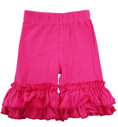 eKooBee Baby Little Girls Short Toddler Ruffle Solid Cotton Pants Hotpink