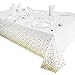 DECOSTYLE Plastic Tablecloth for Parties, Party Table Cloths Disposable, Stylish Design, Gold Dots Decorations, White, Waterproof, Rectangular Table Cover, 54 Inch x 108 Inch