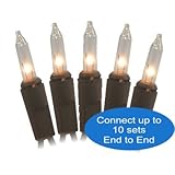Gerson 92153 - 50 Light 15.5' Brown Wire Clear Miniature Christmas Light String Set