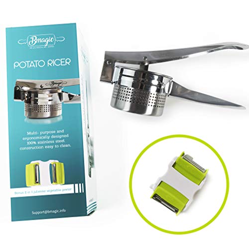 Pro Potato Ricer With Peeler Shredder. Stainless Steel Mashed Potatoes