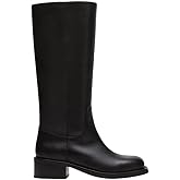 UniqueStride Women Knee High Boots Round Toe Low Chunky Heel Pull On Fashion Tall Moto Riding Boots