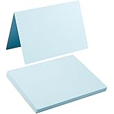 50 Pack Blank Cards Folded Cardstock Thank You Blank Greeting Cards for Invitations, Wedding, Greeting Cards, All Occasion DIY (Light Blue, 3x5)