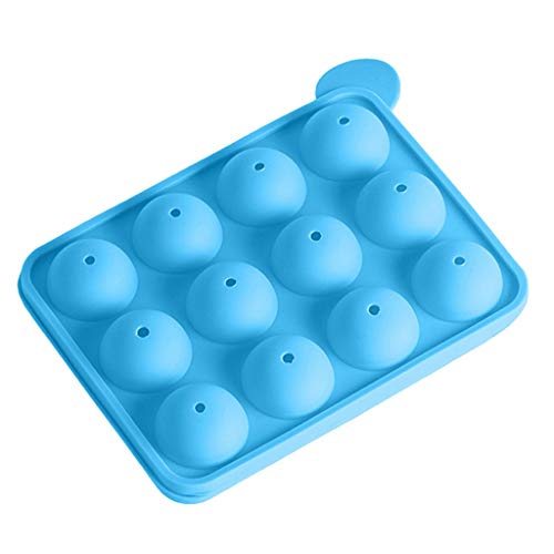 Adagod Odor Free Silicone 12 Balls Tray Lollipop Non Stick Cupcake Mold Muffin Pan (Blue)