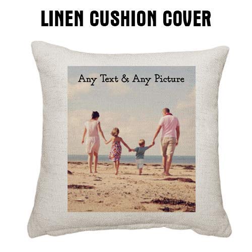 Getagift Personalised Customised with your own text/image Linen Cushion Cover Mothers Day, Fathers Day, Christmas, Anniversary, Birthday 45 cm x 45 cm Throw Pillow Cover Cushion cover