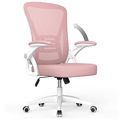 naspaluro Bürostuhl Ergonomischer Schreibtischstuhl mit 90° hochklappbarer Armlehne Lordosenstütze, Höhenverstellbarer Büro-Schreibtischstuhl