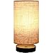 Minerva Wood Table Lamp - Solid Fabric Shade Bedside Desk Lamps for Bedroom, Living Room, Study (Cylinder)