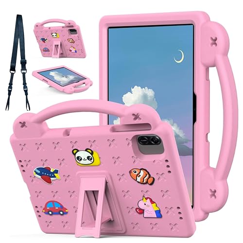 Vurtboly Kids Case Compatible with Honor Pad X8a 11Inch 2024, Cute Full Body Protective Cover with Handle Stand, Lightweight Shockproof Cover with Shoulder Strap Kickstand for Honor Pad X8a 2024