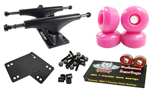 Owlsome 5.25 Black Aluminum Skateboard Trucks w/52mm Wheels 