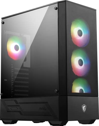 MSI MAG Forge 112R Mid-Tower PC-Gehäuse - gehärtetes Glas, unterstützt ATX, Micro-ATX & Mini-ITX, Mesh-Front, 4X 120mm ARGB Lüfter mit Hub Controller, Magnetisc