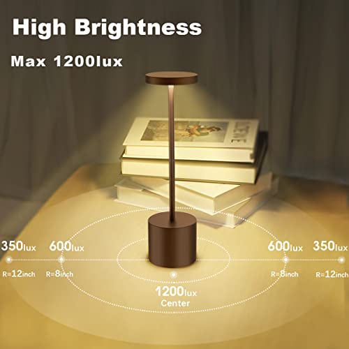 Hapfish Wireless Touch Bedside Lamp, 5000mAh 2PCS Rechargeable LED Table Lamp, Powerful USB Battery Desk Light, 3 Color Temperatures, for Bedside Office, Restaurant, Outdoor