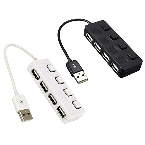 USB Hubs Splitter,Buybuybuy 4-Port USB 2.0 with ON/OFF Switch Usb Muti Hub Adapter Data Hub for Macbook, Mac Pro/mini, iMac, Surface Pro, XPS, Notebook PC, USB Flash Drives, Mobile HDD (White)