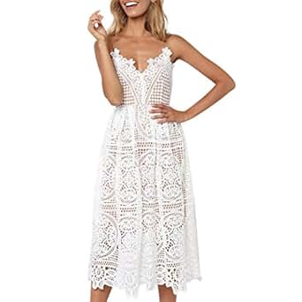 perfectCOCO Women Maxi Dresses Sexy Solid Hollow Lace Patchwork