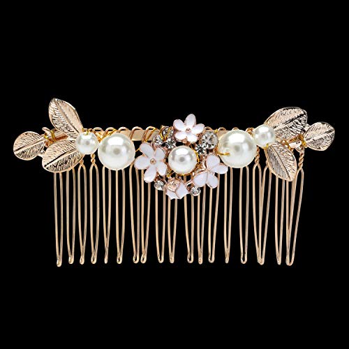 inSowni 16 Pack Wedding Headpieces Hair Side Combs+U Shaped Hair Pins Clips Pieces Barrettes Accessories Rhinestone Pearl Flower Gold for Women Girls Brides Bridsmaids