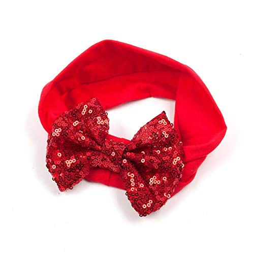 Slowera Baby Girls 2PCS Sets Cotton Tulle Sequins Diaper Cover Bloomers and Headband (Red, M: 6-12 Months) - Thumbnail 3