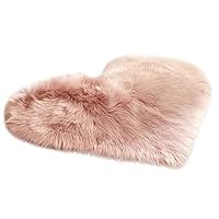 QHB Artificial Sheepskin Rug Coral Velvet Heart Faux Fur NonBedroom Shaggy Carpet Mats Bath Living Room Fluffy Rugs Floor Mat 16 x 20Inch (Heart, D)