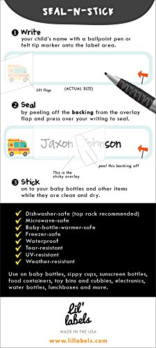 image for Lil' Labels Bottle Labels, Write-On, Self-Laminating, Waterproof Kids 