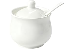 Fcreimd Ceramic Sugar Bowl with Lid and Spood, Sucrier Sugar Jar 7 oz Sugar Container