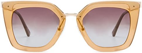 Mio Eyewear Brown Cateye Fashion Sunglasses for Men and Women [Orange Frame] Polarized/100% UV400 Protection - 206