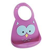 Make My Day Soft Silicone Baby Bib Purple Owl