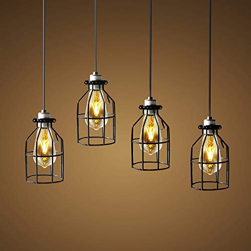 Newhouse Lighting Metal Lamp Guard for Pendant String Lights and Vintage Lamp Holders, Industrial Wire Iron Bird Cage, 4-Pack (Certified Refurbished)