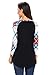 Annflat Women's Casual Striped 3/4 Sleeve Pocket T Shirt Color Block Blouses and Tops Medium Black
