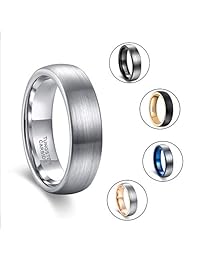 Anillos de boda de tungsteno de 0.236 in para hombres y mujeres, color plata, negro, azul, oro rosa, cómodo, tamaño 4   15