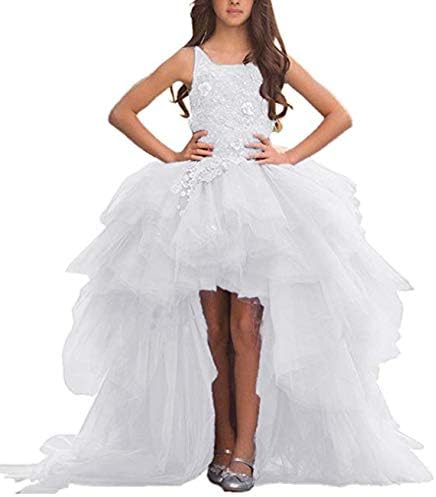 Adela Richer Girls' Adela Lace High Neck Pageant Dresses Ball Gown Hi-Low Applique