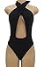 MERCHAM Women Sexy Halter Criss Cross Cut Out Low Back One Piece Swimsuit Bathing Suit