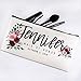 Zexpa Apparel Personalized Set of 6 Floral Makeup Bag for Bridesmaid Proposal Gift Nautal Color Pouch With Customized Name