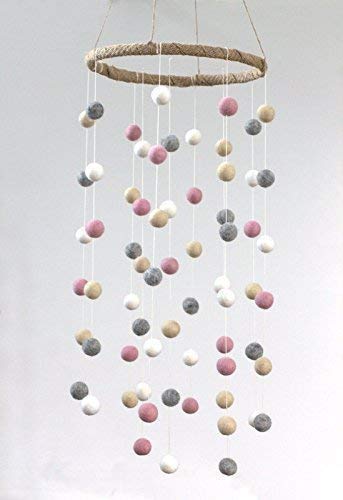 Amazon Com Felt Ball Pom Pom Nursery Ceiling Mobile Large Size