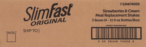 SLIMFAST MEAL REPLACEMENT SHAKE, ORIGINAL STRAWBERRIES & CREAM, 10G OF READY TO DRINK PROTEIN FOR WEIGHT LOSS, 11 FL. OZ BOTTTLE
