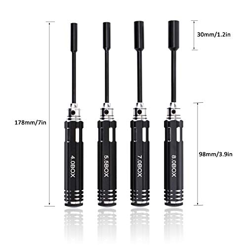 FPVKing 4pcs Hex Nut Drivers Screw driver Tools Kit Set 4.0/5.5/7.0/8.0mm NUT Key Socket Screwdrivers for RC Helicopter RC Boat RC Cars