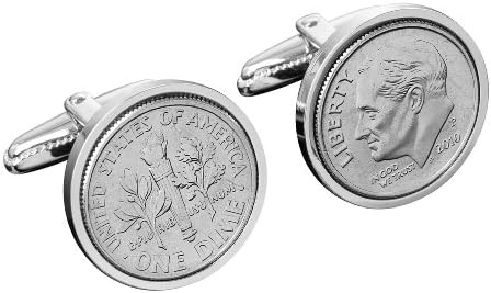 Worldcoincufflinks Cufflinks Rhodium plated 16th Wedding Anniversary Cufflinks for Men 2004 Coins