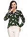 Zeagoo Women's Casual Print Chiffon V Neck High Low Hem Blouse Top,Green,X-Large