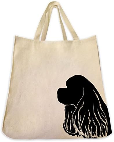 Extra Large Eco Friendly Reusable Cotton Twill Grocery Shopping Tote Bag (Cocker Spaniel (American) Silhouette)
