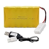 Gecoty Ni-cd Battery Pack,7.2V 700mAh Recharge AA Battery Pack with Charge Cable,Tamiya Connector for RC Boat, RC Tank and Other Similar Remote Control Toys