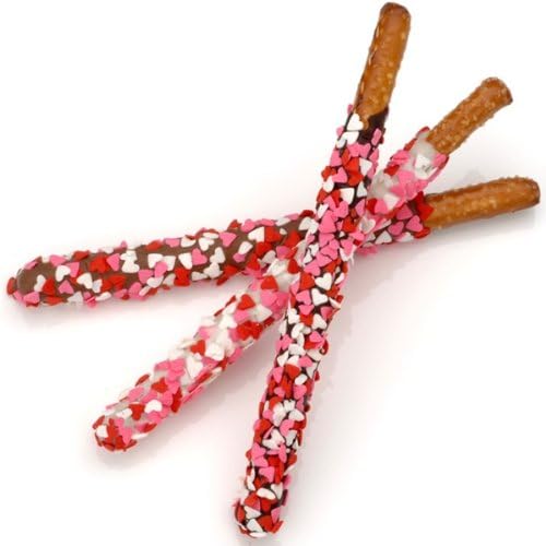 Heart Sprinkles Pretzel Wands - Set of 12