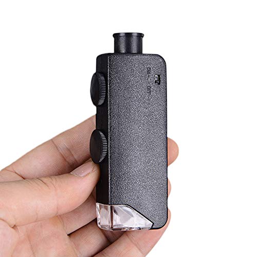vmree Mini Pocket LED Handheld Adjustable Power Zoom 60-100X Microscope Magnifer Loupe Improvement Tool (Black)