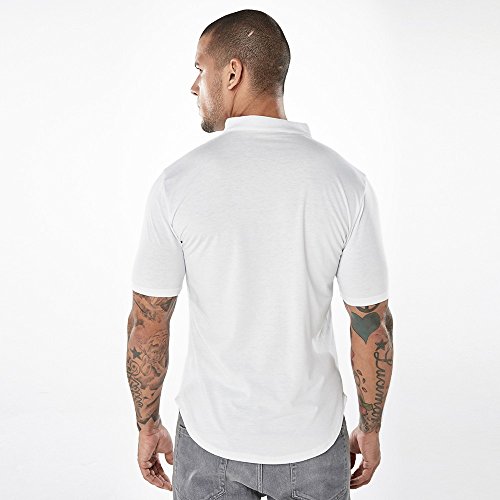 Respctful ♫♫ Men's White Shirt 100% Cotton Casual Hippie Shirt V-Neck Drawstring Short Sleeve Beach Yoga Top - Thumbnail 5
