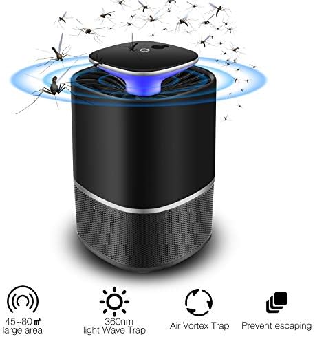 fuzhoutuogu Mosquito Lamp 360 Degrees LED Strong Fan Suction Mosquito Lamp USB Power (Black)