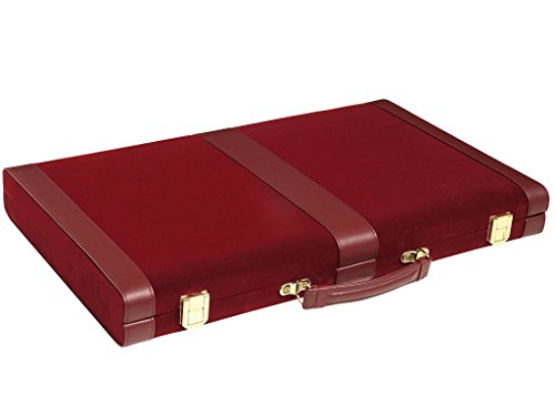 15" Deluxe Backgammon Set - Attache Case - Medium Size Maroon Board