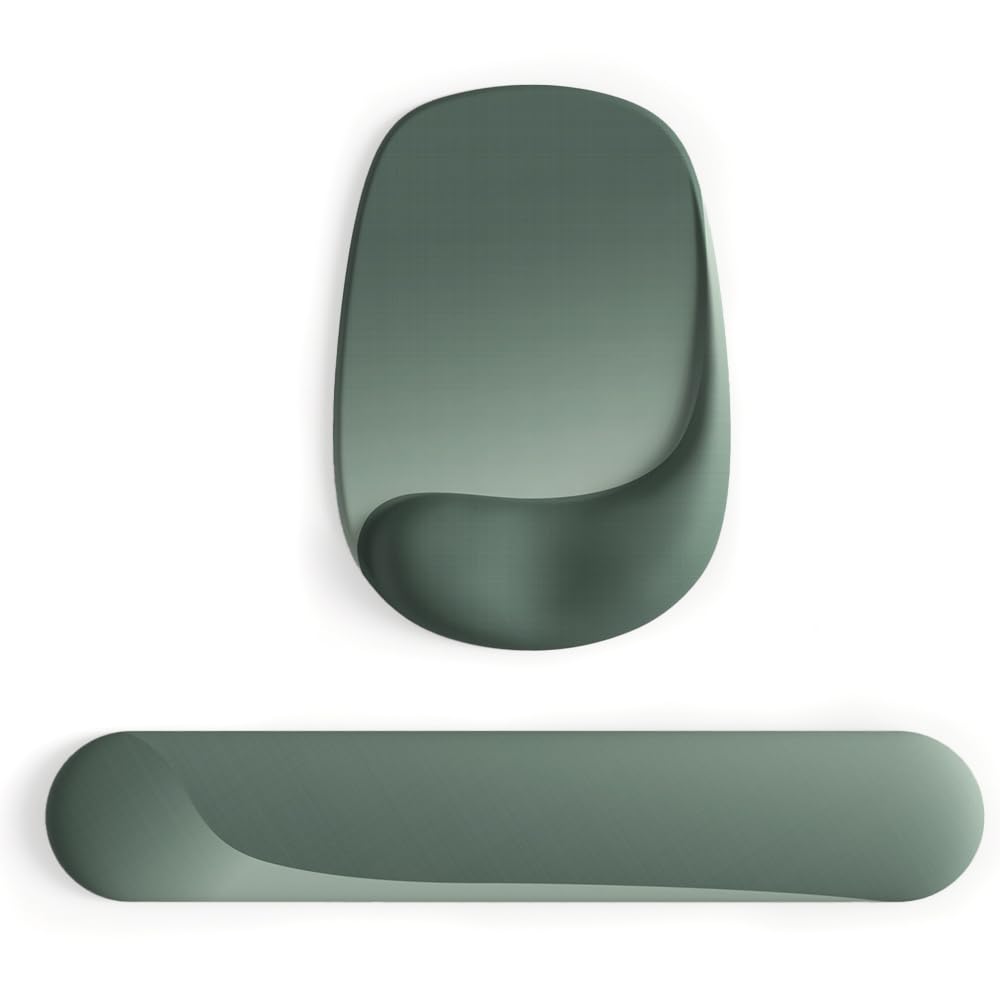 Photo 1 of ErgoEase Ergonomic Mouse Pad with Gel Wrist Support - Premium Lycra Fabric, Non-Slip, Ideal for Laptop & Desktop, Office & Gaming?Desk Accessories (09Sage Green Set)
