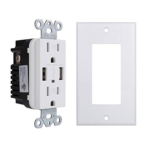 EverElectrix 2 Pack 4.8A Wall Outlet with USB Ports 15Amp Duplex USB