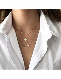 S.Leaf Bar Necklace for Women Bar Necklace Sterling Silver Dainty Necklace