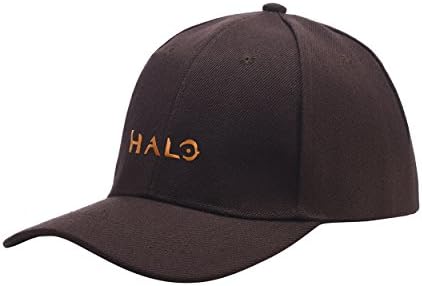 HTOS Halo Logo Chocolate Brown Peaked Hat Embroidered Logo Adjustable Fish Cap