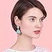 BONALUNA Bohemian Wood And Marble Effect Oval Shaped Drop Statement Earrings (TURQUOISE)