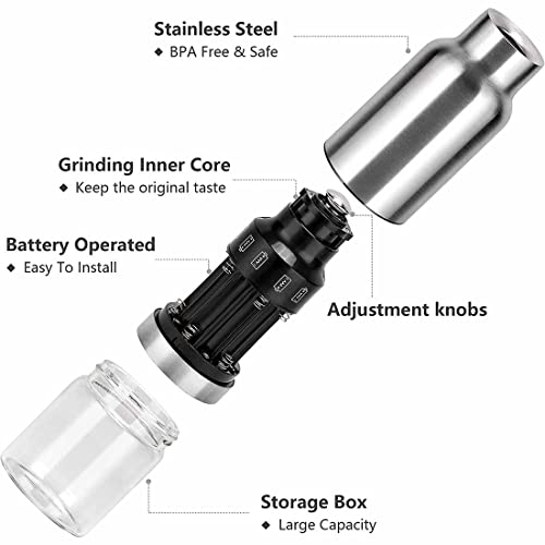 JXXM Gravity Electric Salt and Pepper Grinder Set Adjustable Coarseness