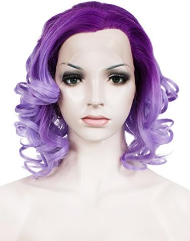 180% High Density Synthetic Lace Front Wig Medium Hair Length Wave Ombre Purple Wig