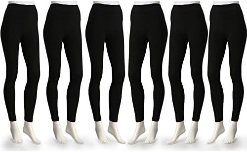 Fashionable Legs 6-Pack Fleece Lined Leggings Midnight Black X-Large Size ( 1X/2X )